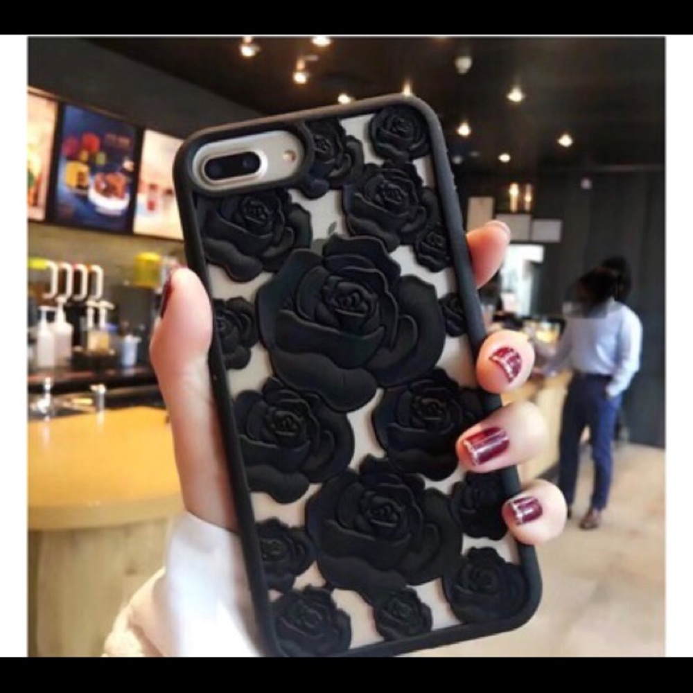 🌹ELEGANT BLACK 3D ROSE SILICONE IPHONE CASES🌹